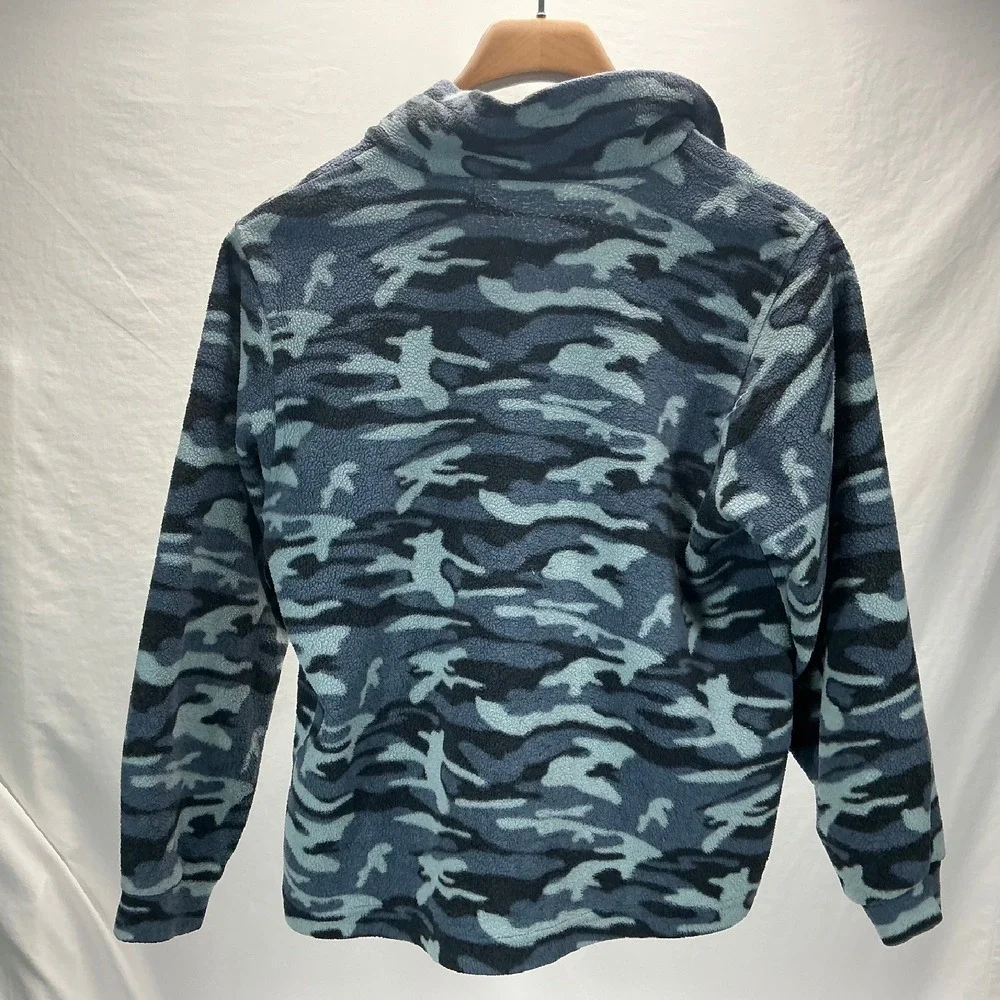 Columbia Fleece Jacket Camo Full Zip Pockets Warm Blue Kids Size 10/12‎